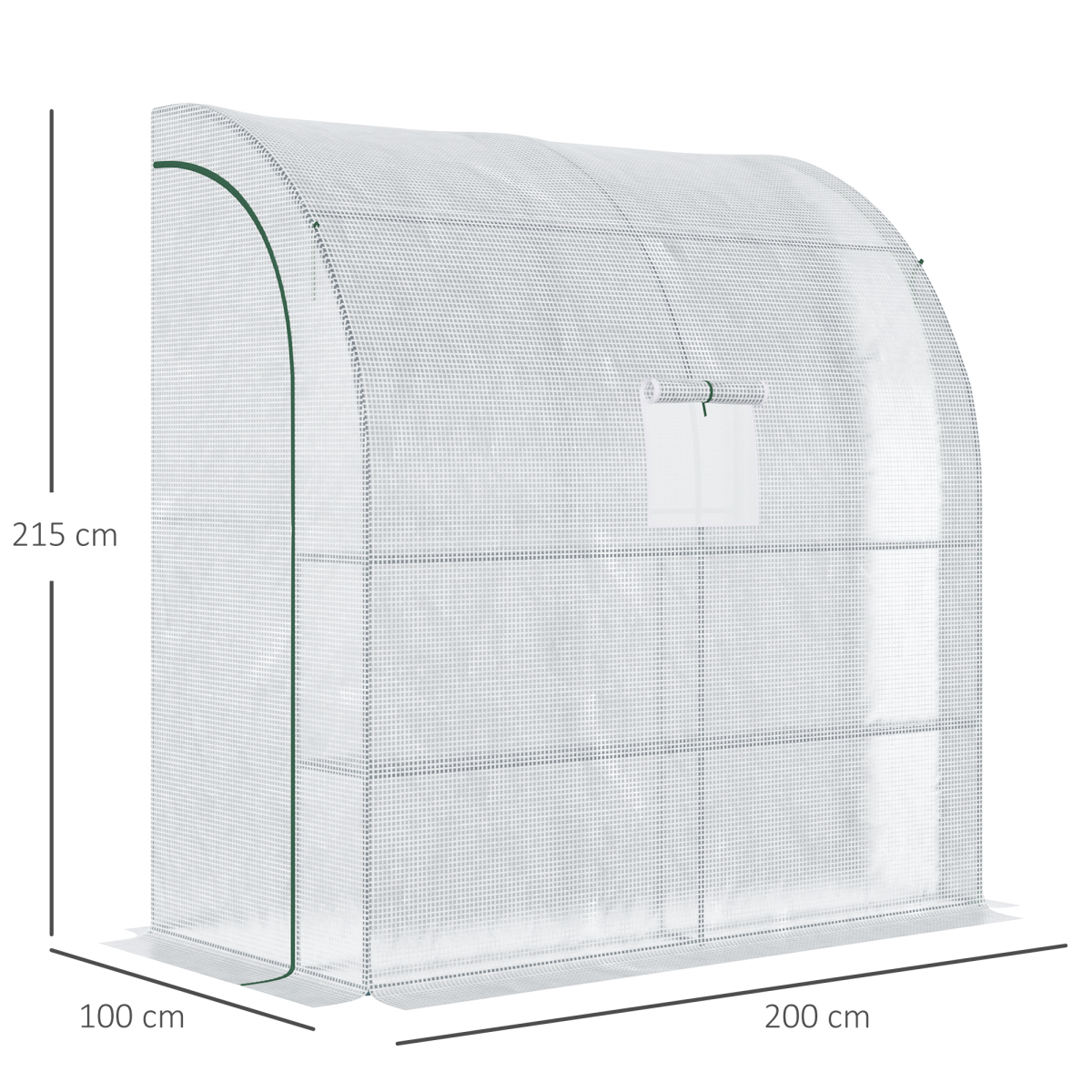 Outsunny Walk-In Lean-To Greenhouse with 4 Shelves, Windows & Doors – Steel Frame, PE Cover, White
