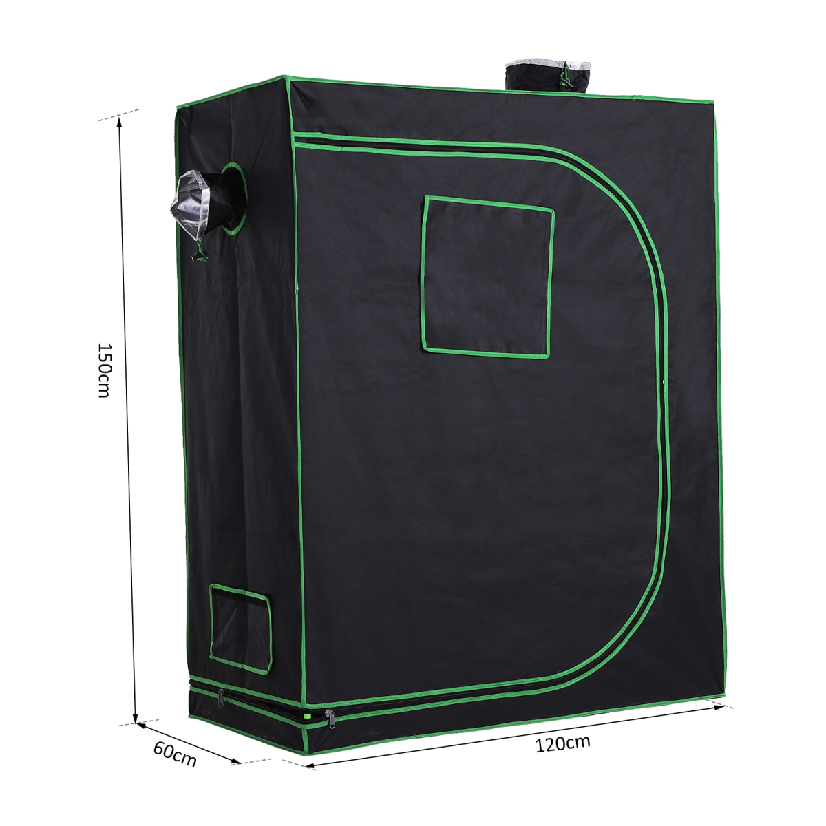 Outsunny Hydroponic Grow Tent with Reflective Mylar Lining & Floor Tray – 120L x 60W x 150H cm