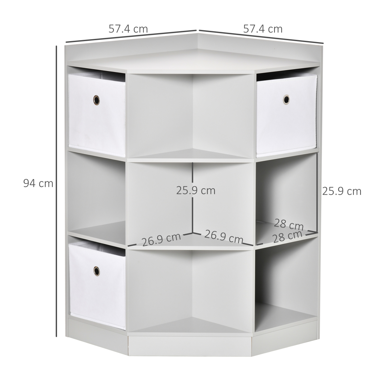 HOMCOM Kids Corner Storage Cabinet with 9 Compartments, Drawers & Anti-Tipping Hardware – Bedroom & Playroom