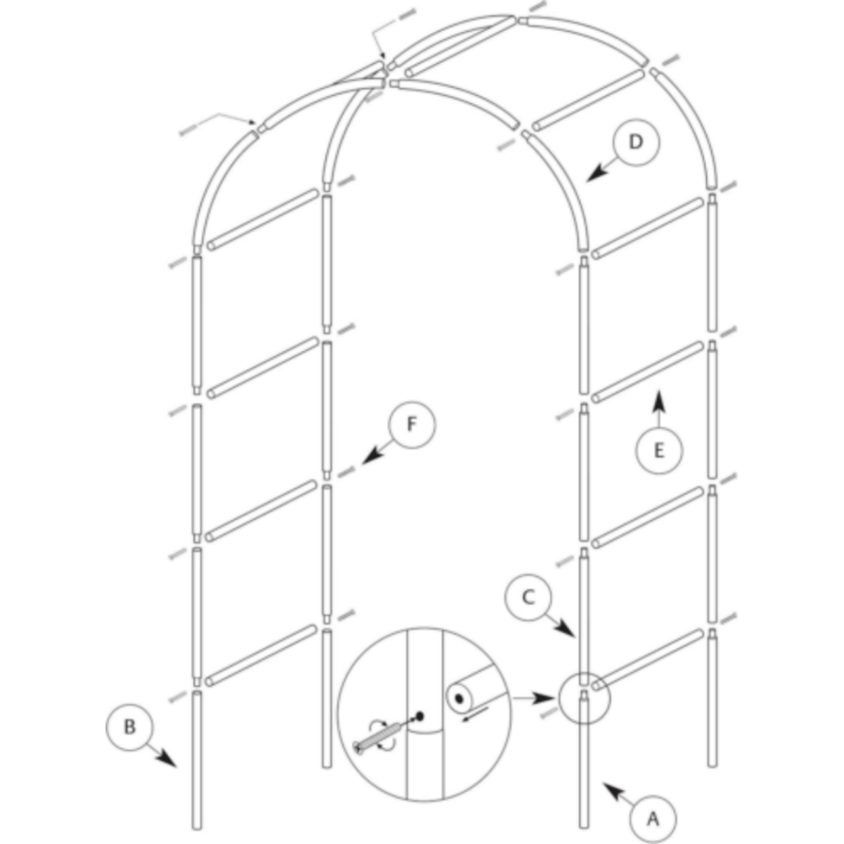 Garden Arch Trellis, 7.9ft Metal Tubular Archway for Climbing Plants – Vintage-Style Garden Arbour