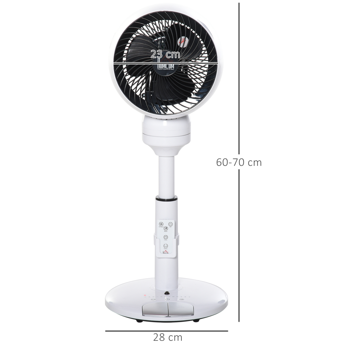 HOMCOM Air Circulator Fan with 3 Speeds, 3 Modes, Oscillation & Tilt – Height Adjustable, Black/White