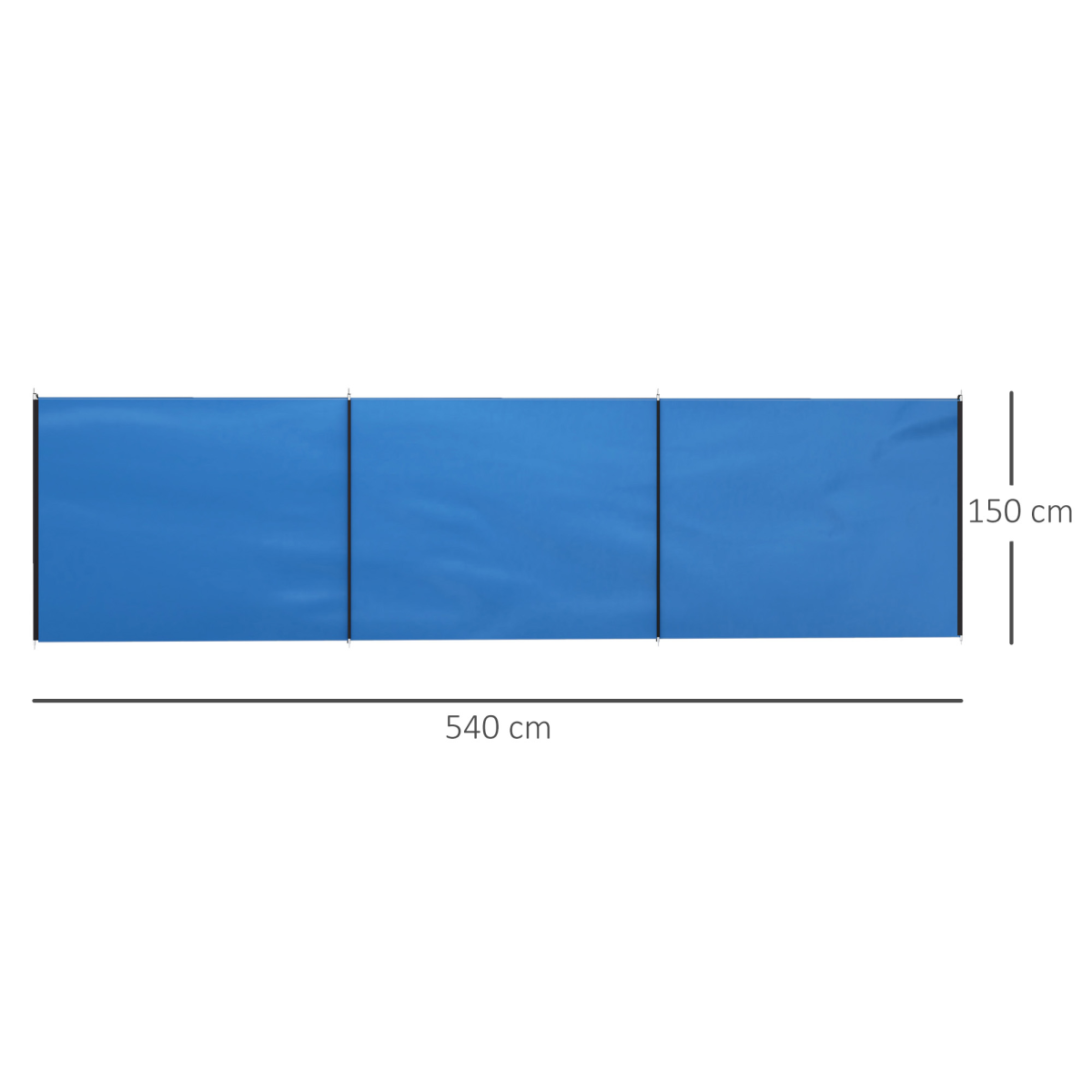 Outsunny Camping Windbreak with Steel Poles & Carry Bag – Portable Wind Blocker Privacy Wall, 540 x 150cm, Blue