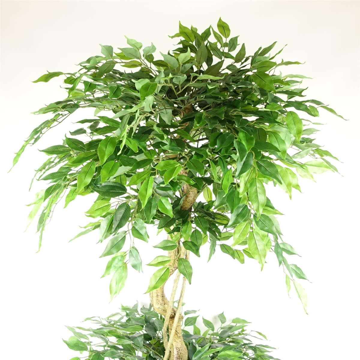 Leaf Artificial Twisted Trunk Ficus Tree, 180cm Triple Ball Topiary with 1984 Leaves & Metal Planter, Copper