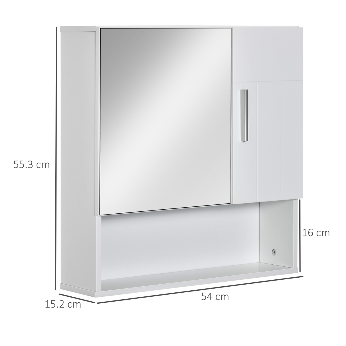 kleankin Wall Mounted Bathroom Mirror Cabinet with Adjustable Shelves and Soft-Close Door – White
