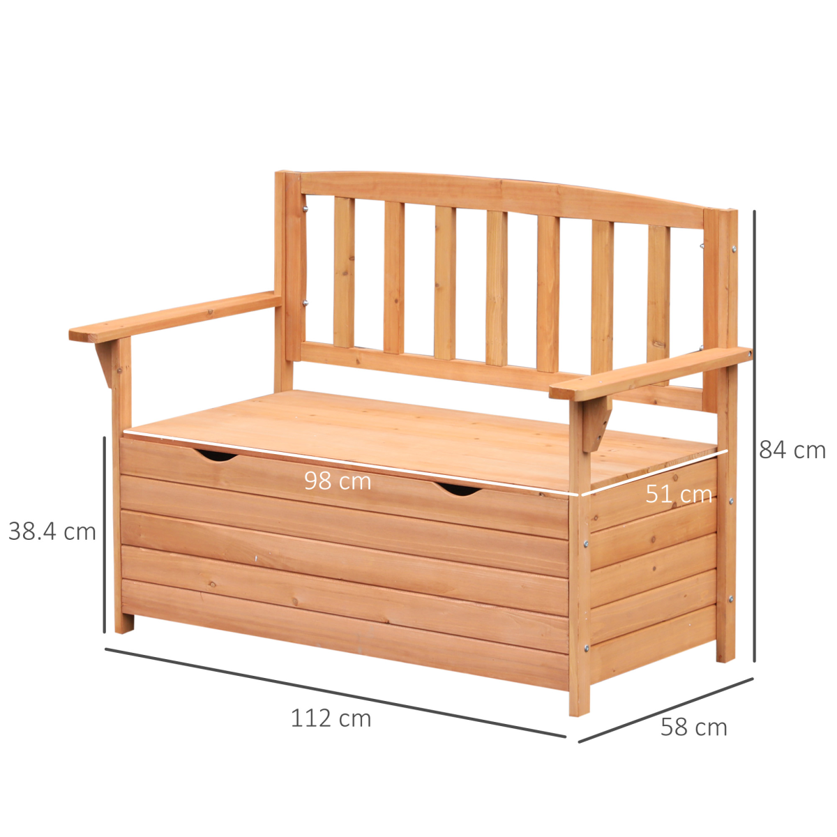 Outsunny Garden Storage Bench with 164L Hidden Storage – All-Weather Solid Fir Wood Seat Box, 200kg Capacity