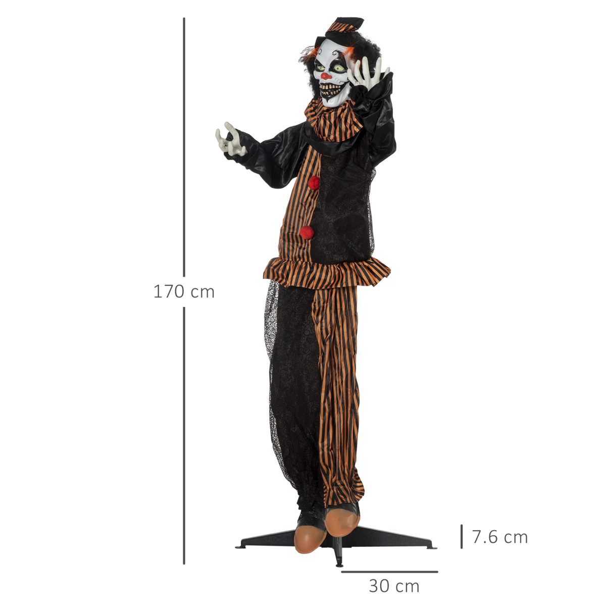 HOMCOM 67 Inch Life Size Halloween Talking Circus Clown with Light-Up Eyes and Laughter – Indoor/Covered Outdoor