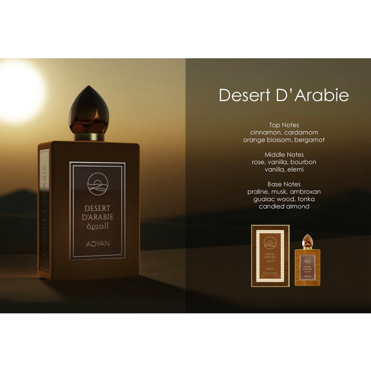 Adyan Desert D’Arabie - Extrait de Parfum 100ml – Gourmand, Floral Fragrance, Unisex