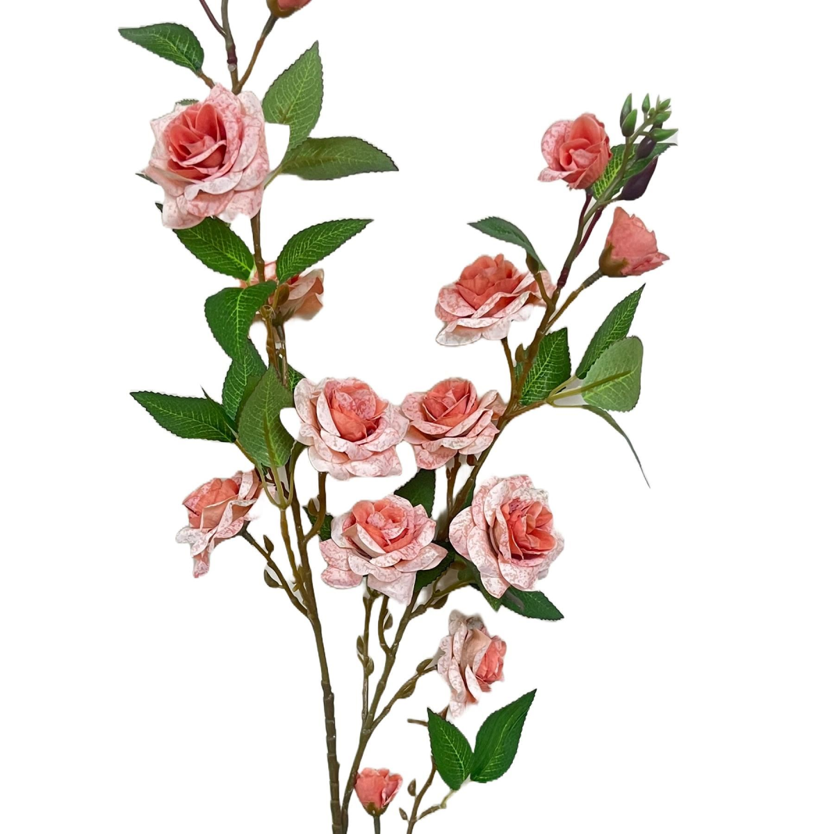 Leaf Artificial Pink Rose Stems, Pack of 6 – Wired Long Stems for Vases and Centrepieces, 90cm