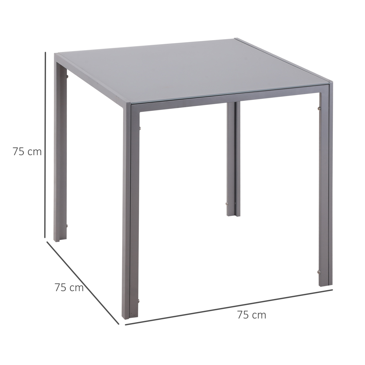 HOMCOM Modern Square Dining Table with Tempered Glass Top and Powder-Coated Metal Legs – Compact Kitchen Table