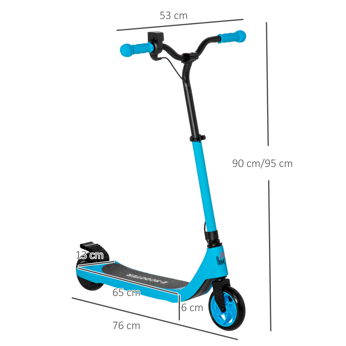 HOMCOM 120W Kids Electric Scooter with Battery Level Display & Rear Brake – Adjustable Height, Ages 6+, Blue