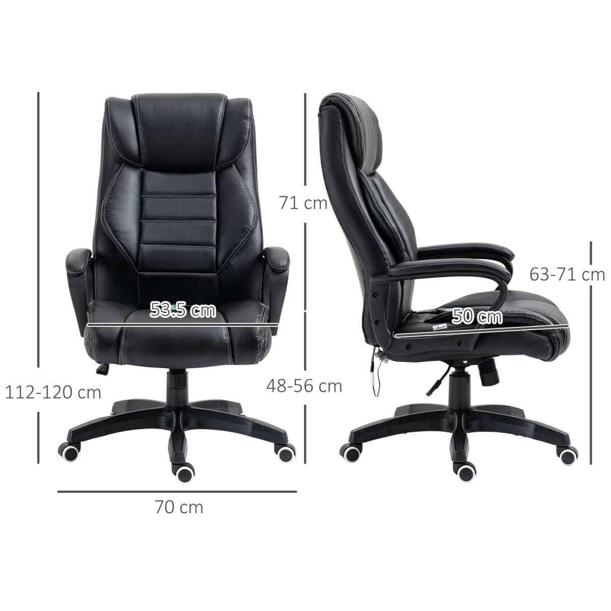 High Back Executive Massage Office Chair with 6-Point Vibration & Wired Remote – PU Leather, Black