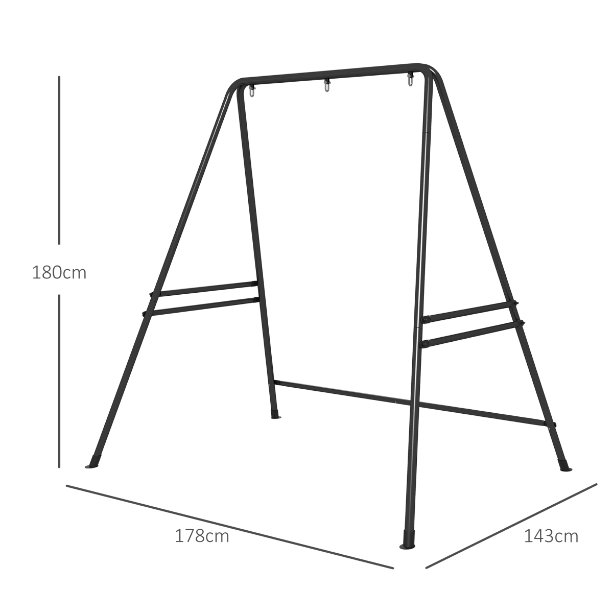 Outsunny Hammock Chair Stand with Solid Steel Frame – Fits Single & Double Connection Points, Black