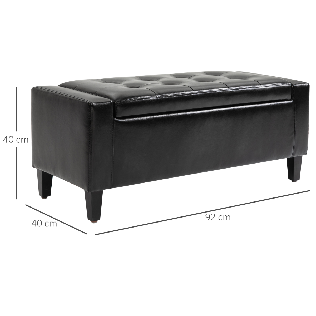 HOMCOM Deluxe Tufted PU Leather Storage Ottoman Bench with Hidden Storage – Footrest and End-of-Bed Seat