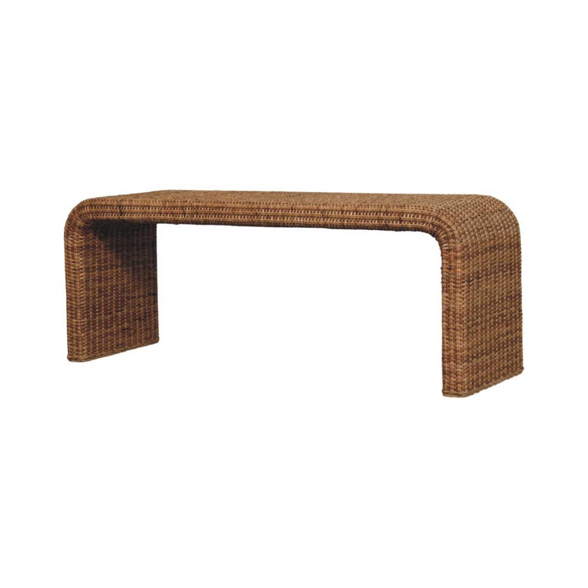 Artisan Furniture Rattan Weave Solid Mango Wood Bench – Entryway & Bedroom Seating, Beige