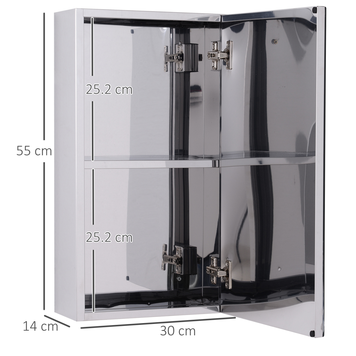 HOMCOM Wall-Mounted Bathroom Mirror Cabinet with Glass Door, 2 Storage Levels – Contemporary Design