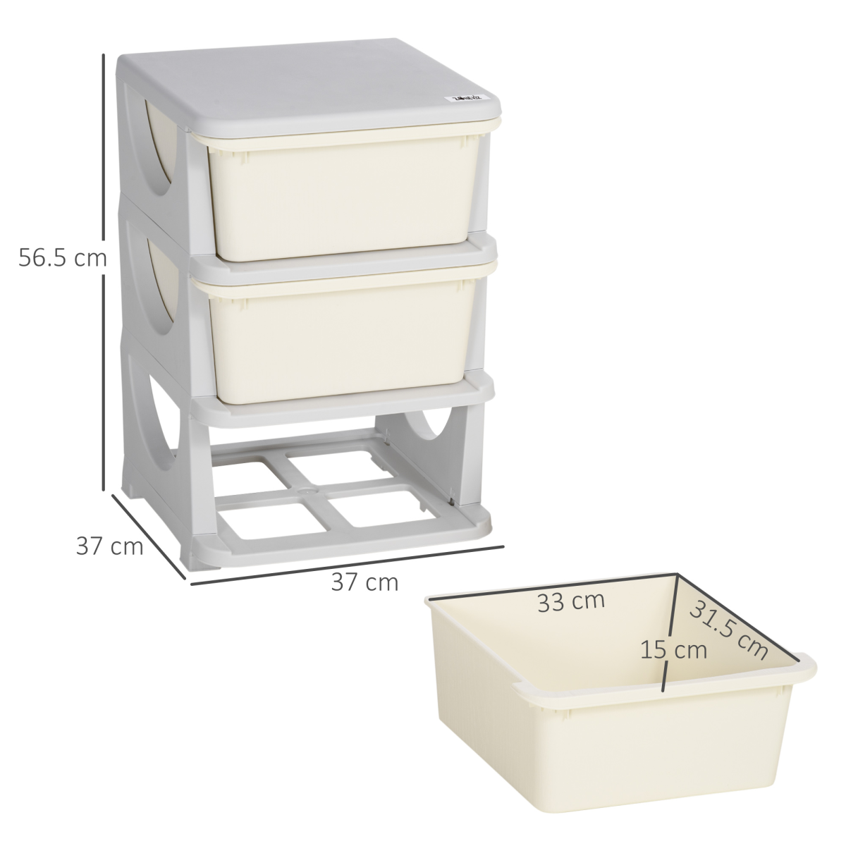 HOMCOM Kids Storage Unit with 3 Drawers – Vertical Dresser Tower for Bedroom and Playroom