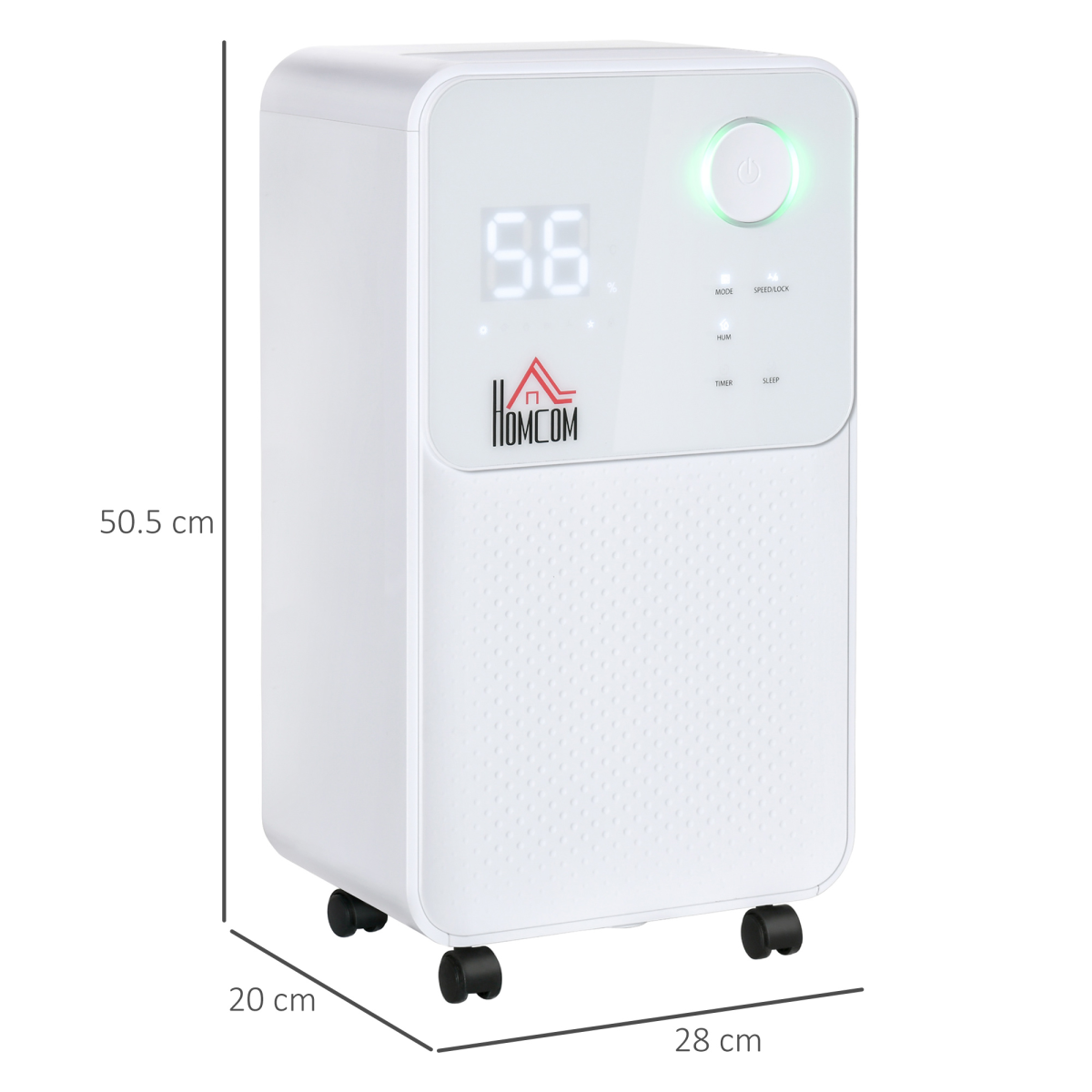HOMCOM Portable Dehumidifier 12L/Day with 2000ml Tank – Quiet Damp Control for Home & Laundry Room