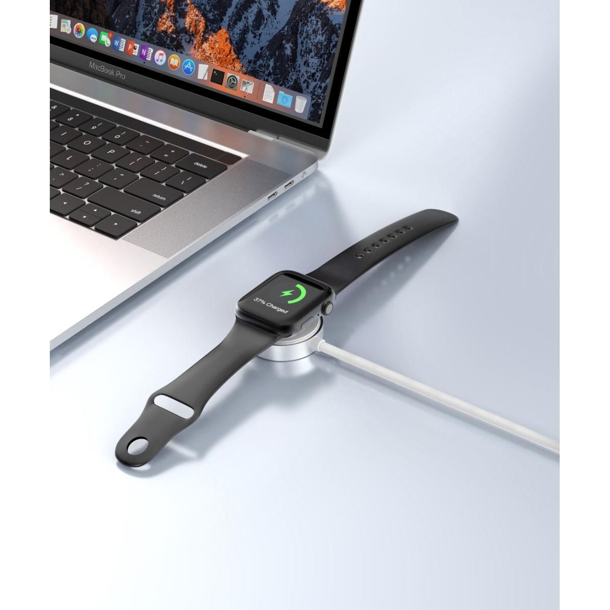 WYE USB-A Magnetic Wireless Charger for Apple Watch, 1.2m Cable – Plug-and-Play Travel Charging, White