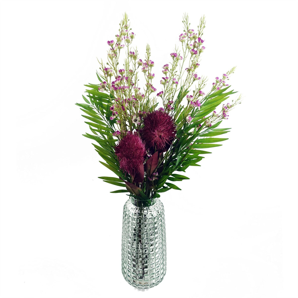 Pack of 6 x 100cm Artificial Foliage Stem with Small Flowers – Purple