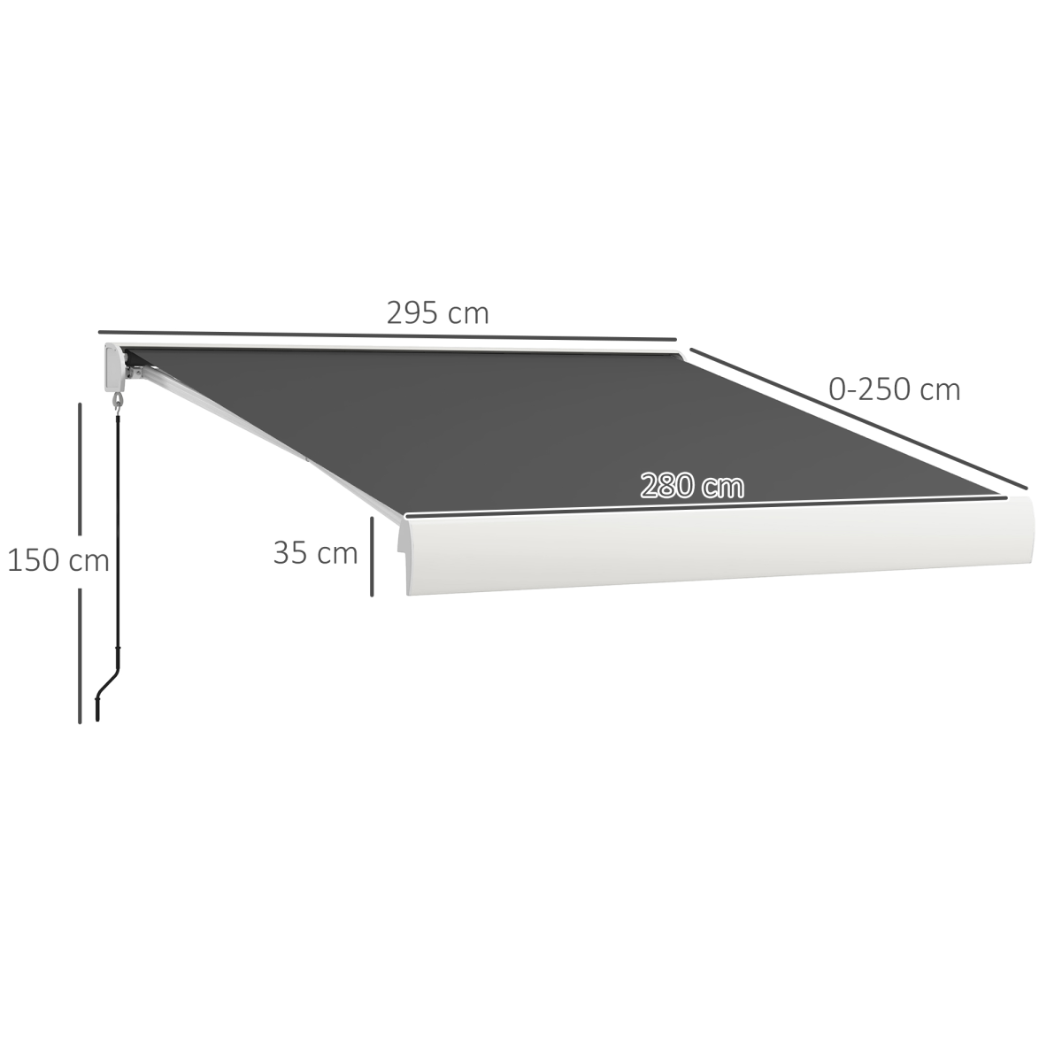 Outsunny 3 x 2.5m Electric Retractable Awning with Remote – Cassette Canopy for Doors & Windows, Grey