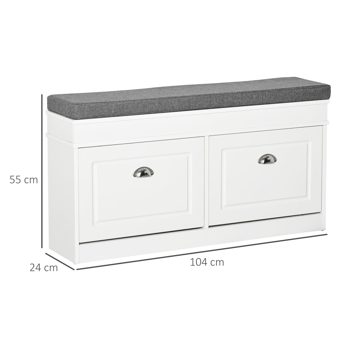 Shoe Storage Bench with Padded Seat Cushion & 2 Drawers – Compact Hallway Seating
