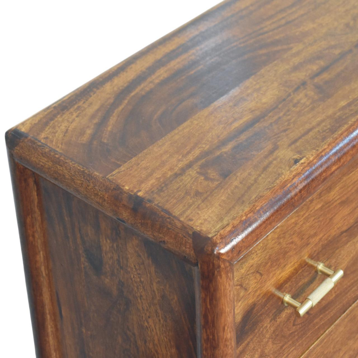 Artisan Furniture Solid Wood Regency 3 Drawer Chest with Brass Handles – Bedroom and Hallway Storage, Dark Brown