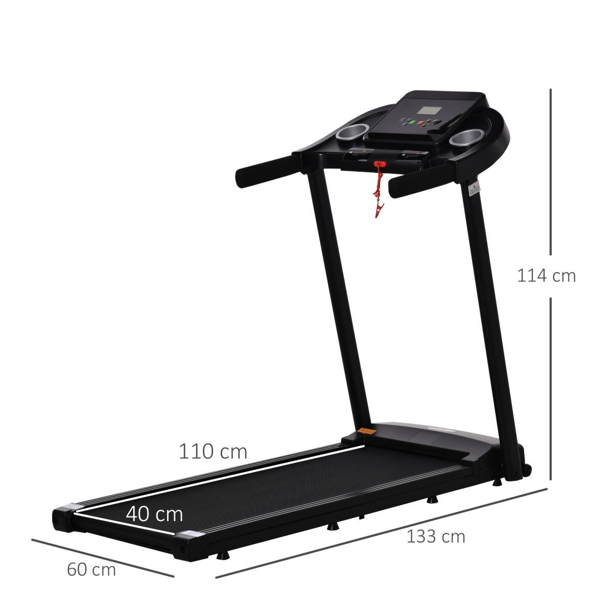 HOMCOM 1.5HP Motorised Folding Treadmill with LED Display, 12 Preset Modes & Phone Holder – Home Running Machine