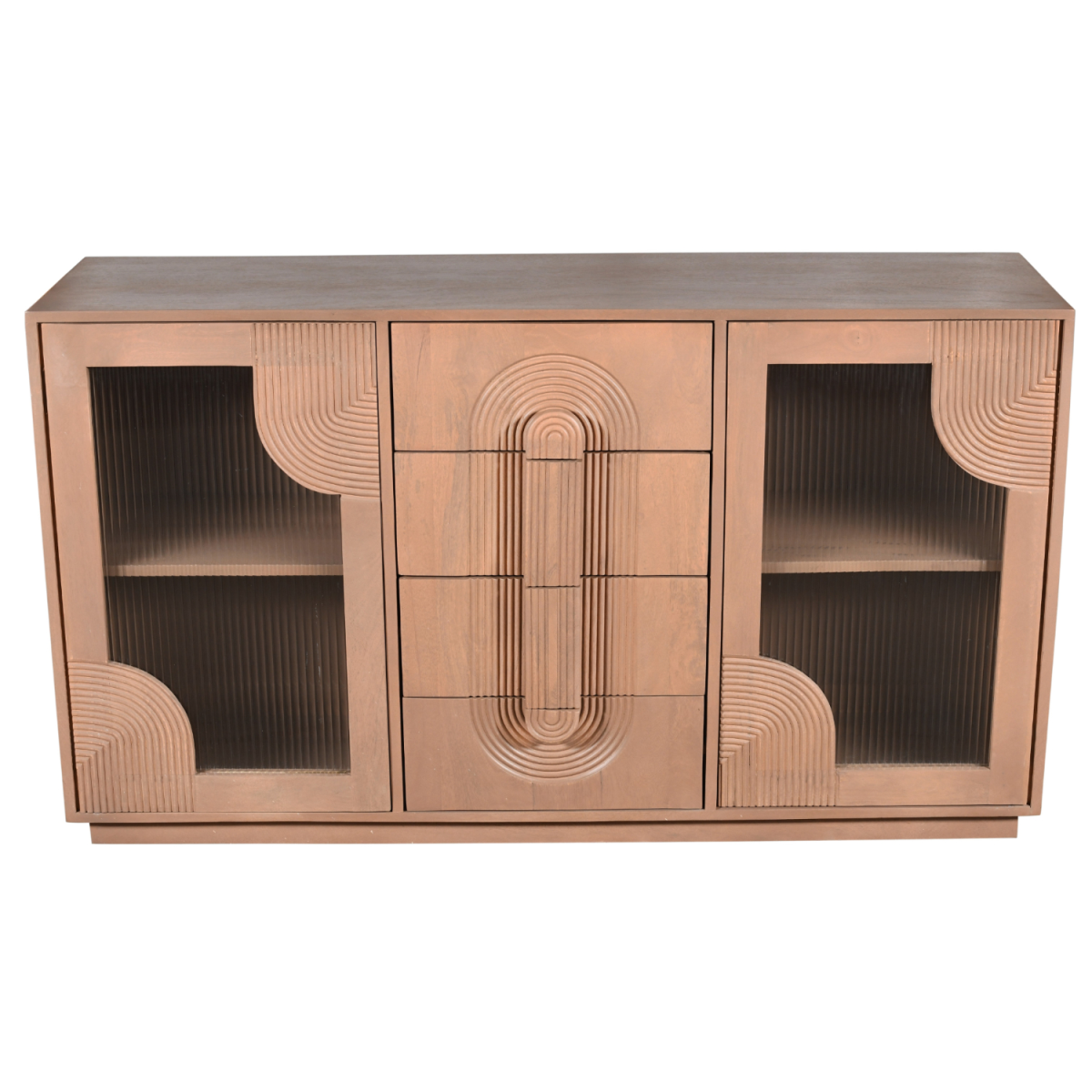 Indus Solid Wood Extra Large Sideboard with Wide Display Top – Artistic Statement Storage Furniture