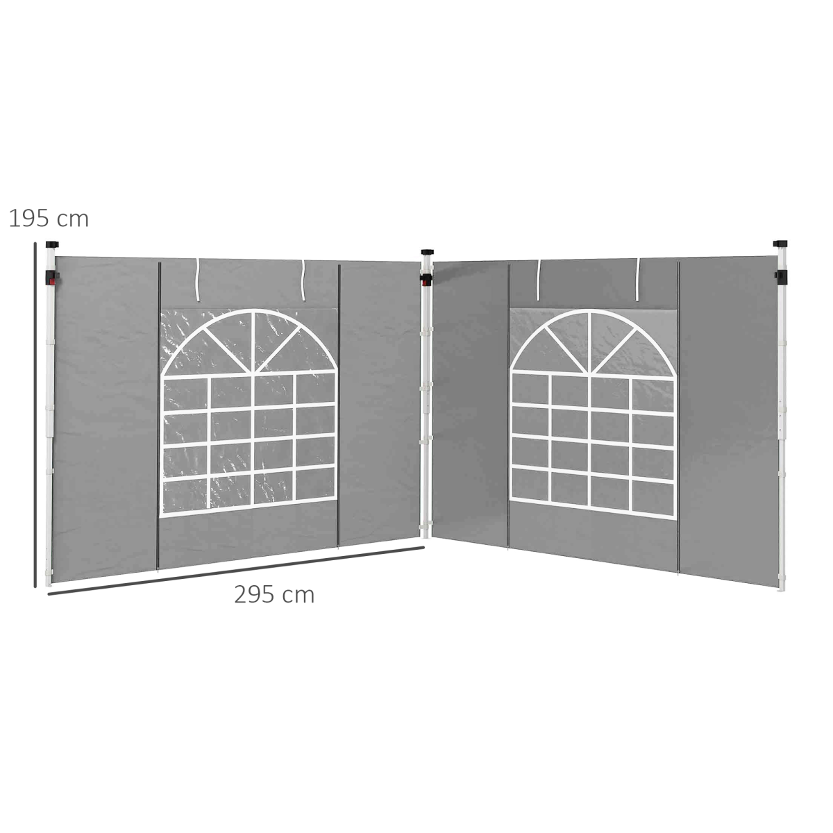 Outsunny 3x3m / 3x6m Pop Up Gazebo Side Panels, 2-Pack with Windows & Zipped Doors – Replacement Set, Grey