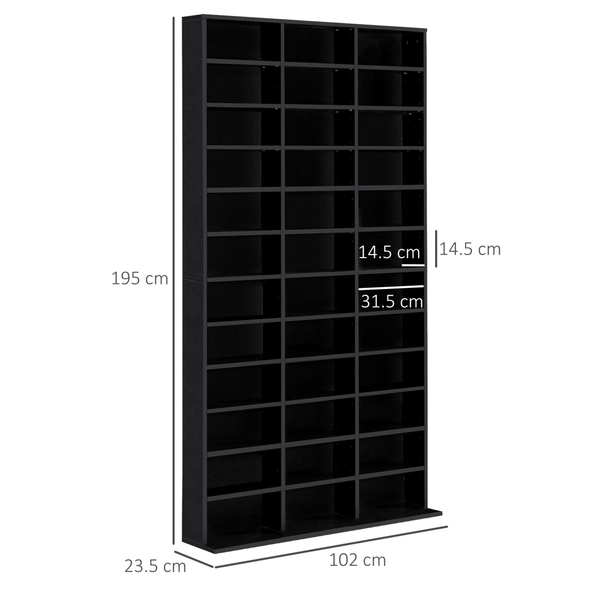 HOMCOM CD & DVD Media Storage Shelves with Contemporary Wooden Frame – Slim Display Tower, Black