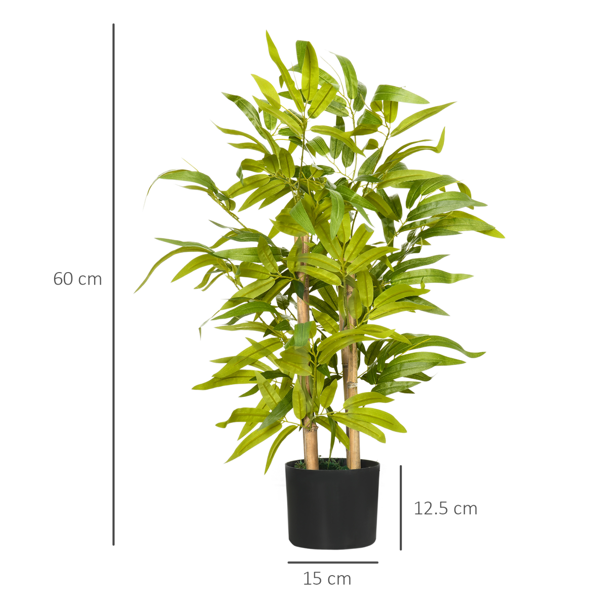 HOMCOM 60cm Potted Artificial Bamboo Plant – Low-Maintenance Indoor & Outdoor Greenery