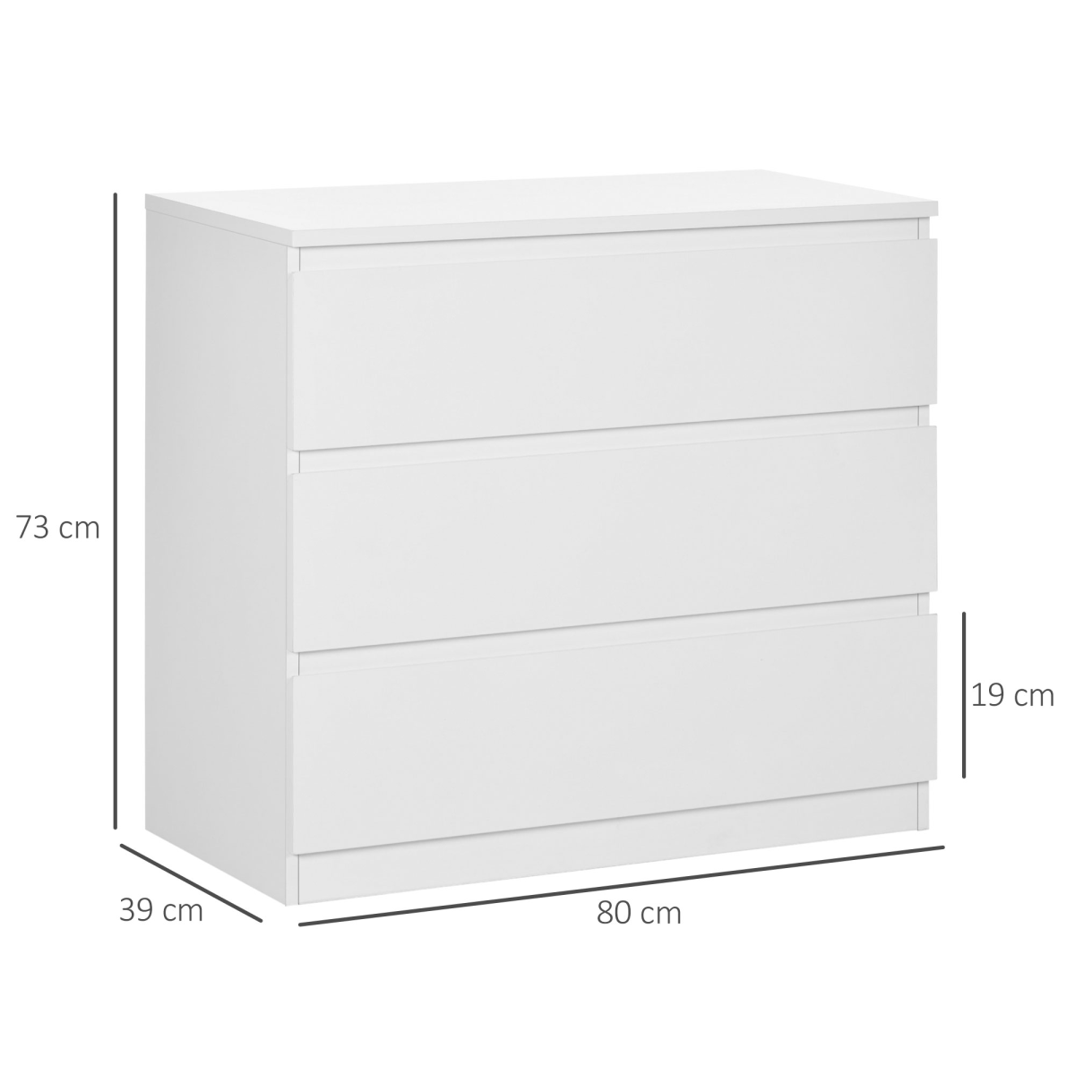 3-Drawer Chest of Drawers – Smooth-Running Bedroom Storage with Anti-Tip Fitting, White