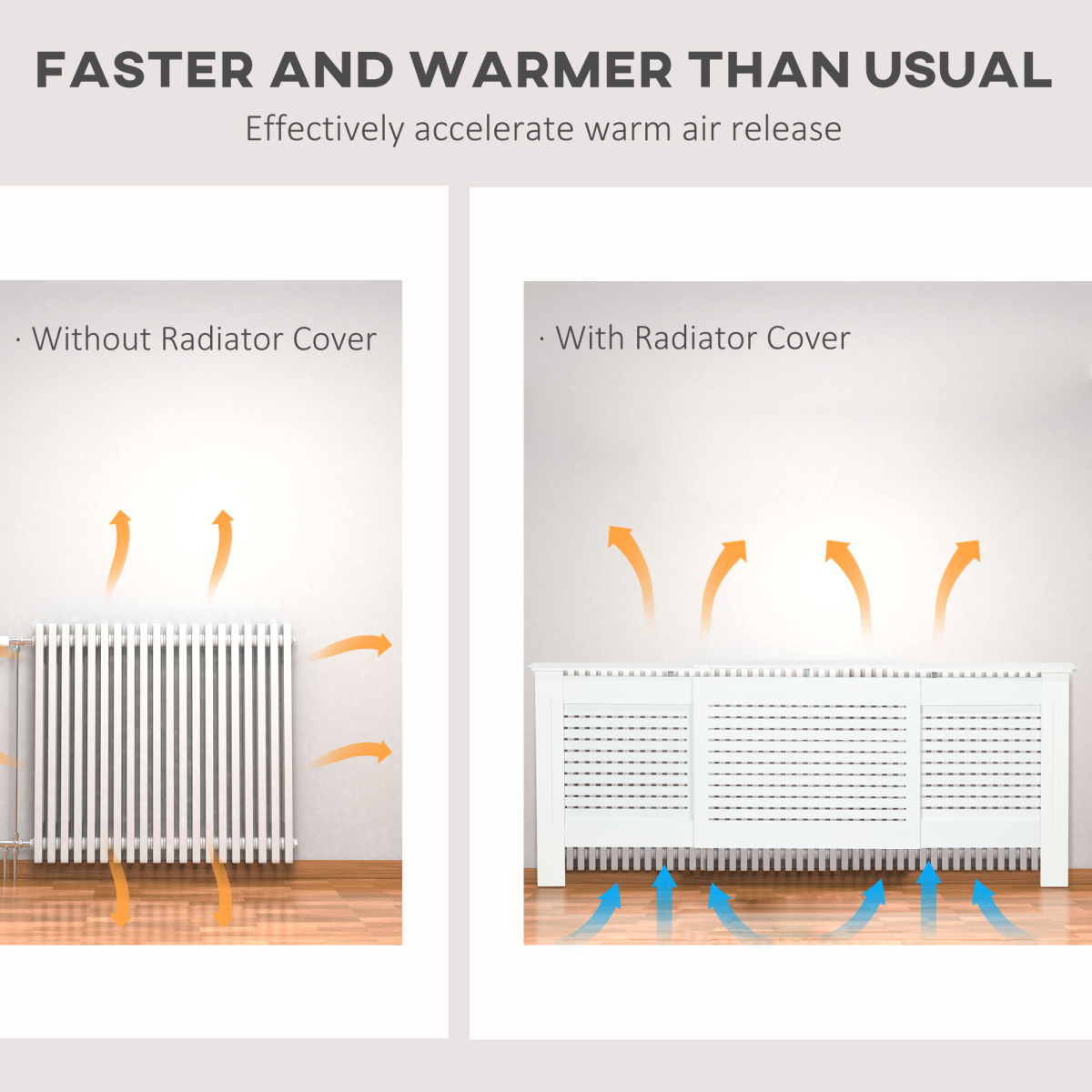 Slatted MDF Radiator Cover Cabinet with Display Top – Hide Radiators & Pipes in Living Rooms and Hallways