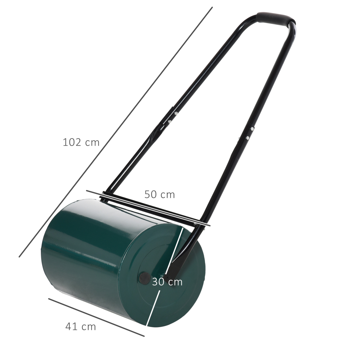 Outsunny 30cm Metal Lawn Roller – Water or Sand Fillable with Scraper Bar, Deep Green