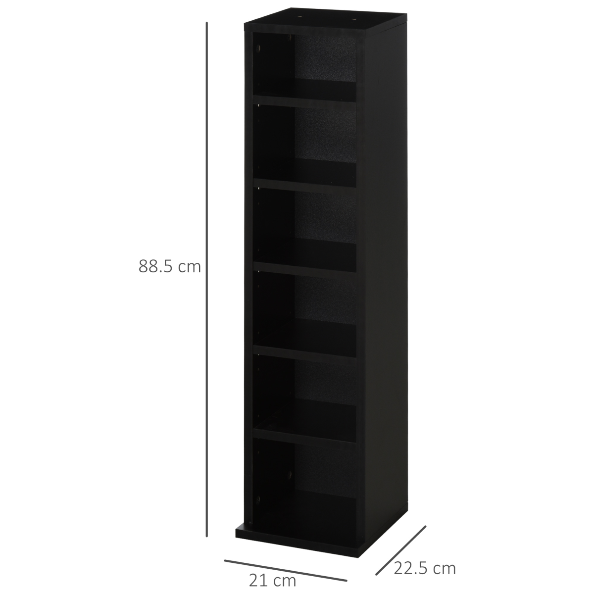 HOMCOM Set of 2 Adjustable CD & Media Tower Display Racks – Slim DVD and Games Storage, Black