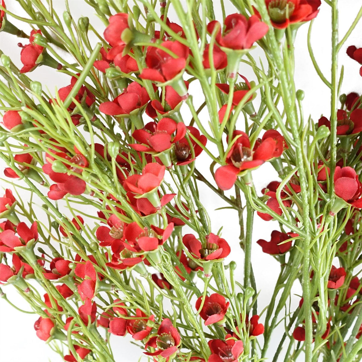 Pack of 6 x 100cm Artificial Foliage Stem with Small Flowers – Red