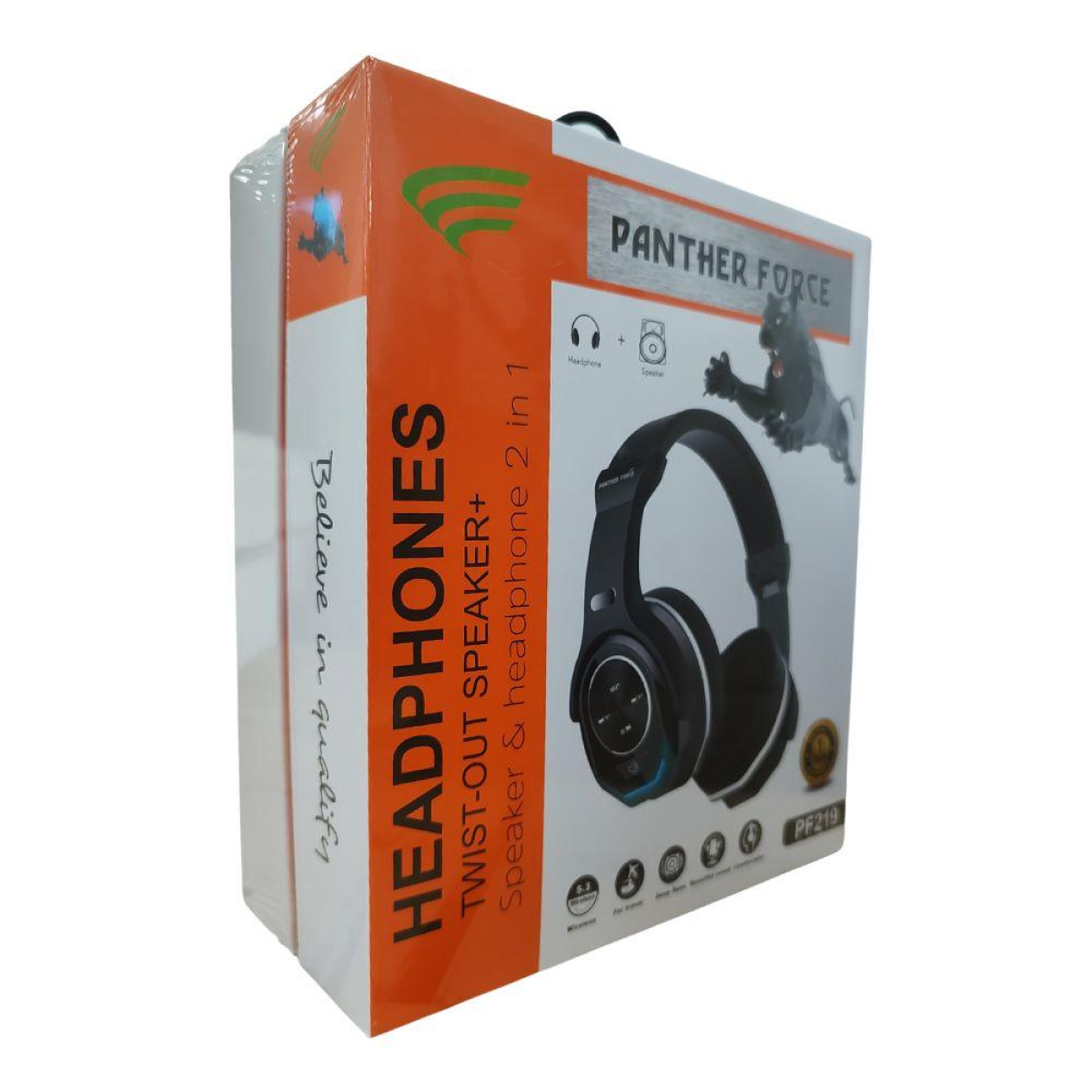 Panther Force PF219 Wireless Bluetooth Headphones with Twist-Out Speaker – Foldable, Built-In Mic, USB-C