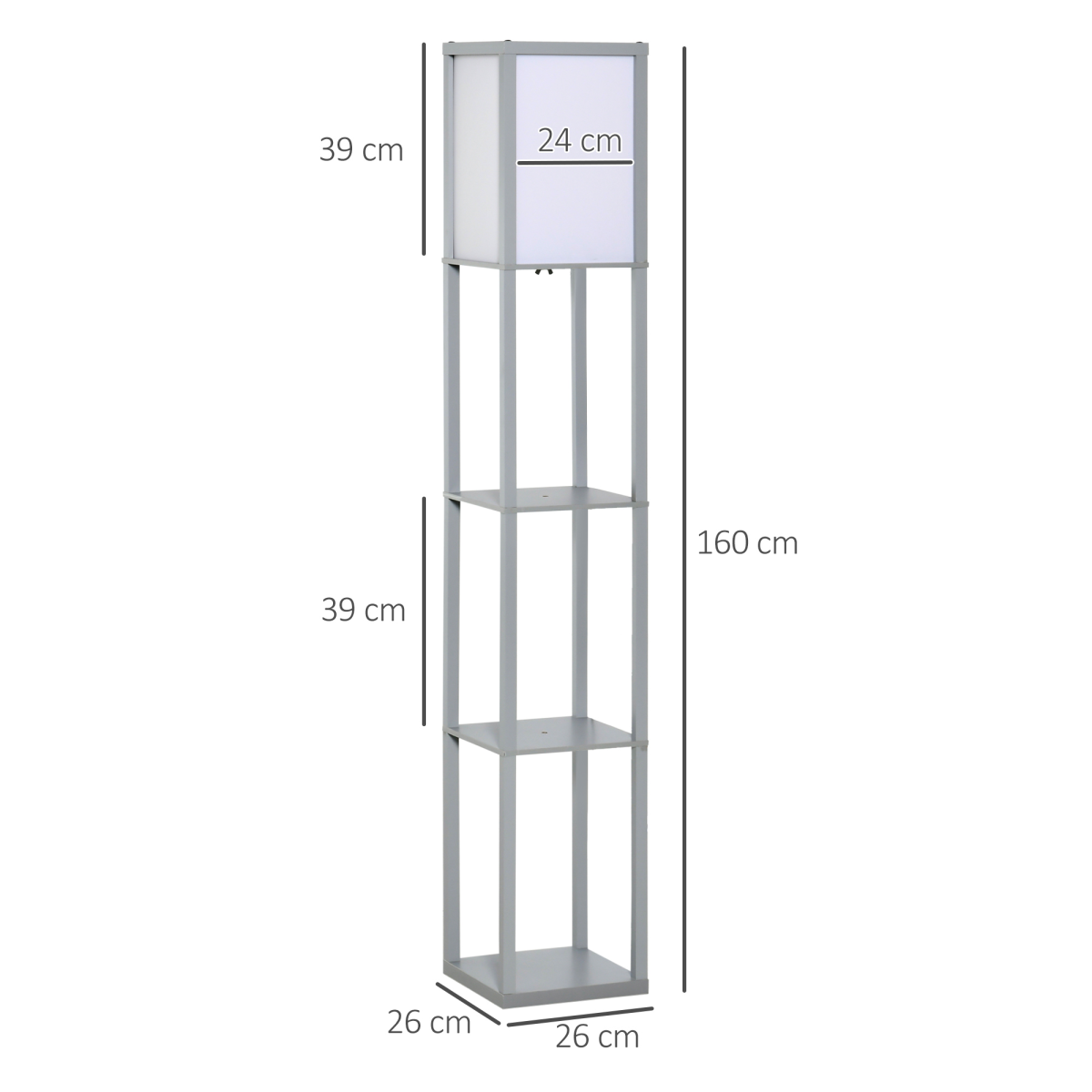 Storage Shelf Floor Lamp – Grey