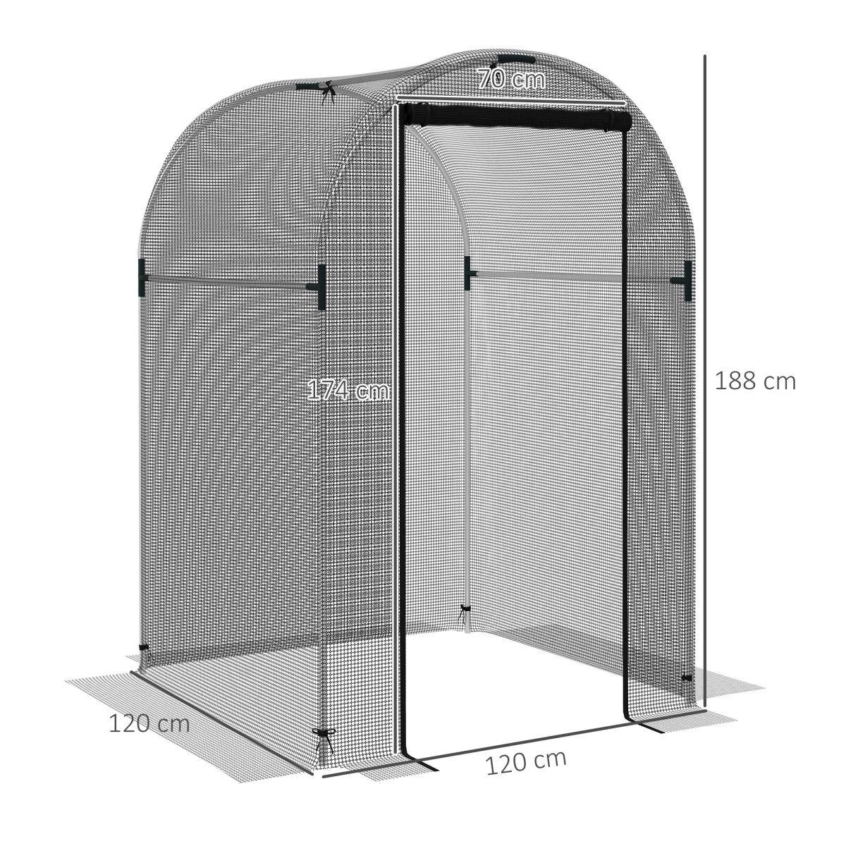 Outsunny Fruit Cage Plant Protection Tent with Zipped Door and Tear-Resistant Mesh, 1.2 x 1.2 x 1.9m, Black