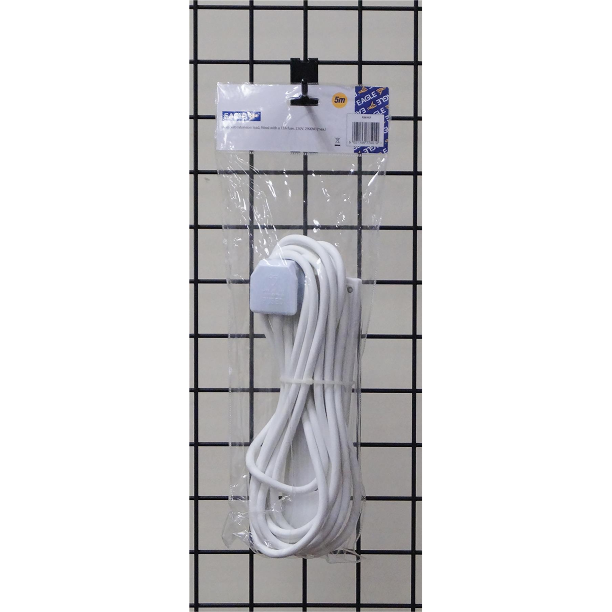 Eagle 4 Gang Extension Lead, 5 Metre 13A – UK Extension Socket for Home or Office, White