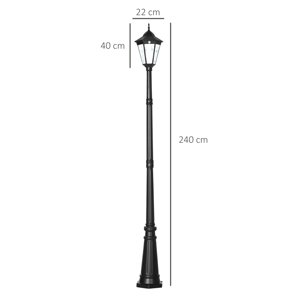Outsunny 2.4m Solar Garden Lamp Post with Dusk-to-Dawn Sensor, IP44 Aluminium Frame – Patio Path Light