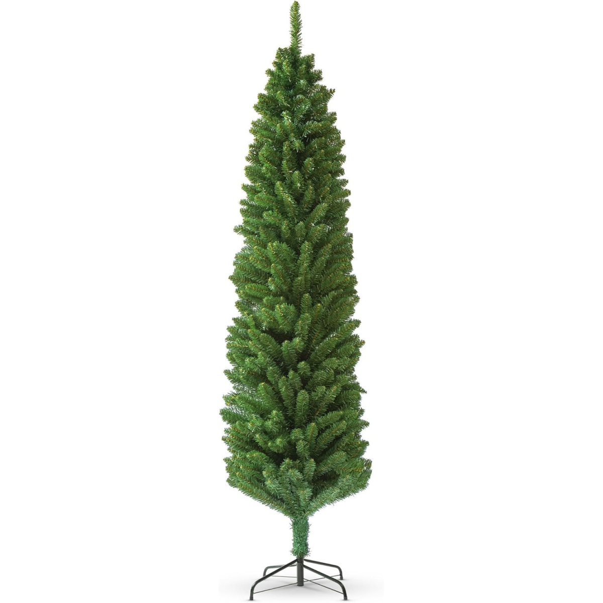 7ft Slim Pencil Artificial Christmas Tree with Bushy Tips – Space-Saving Festive Tree, Green