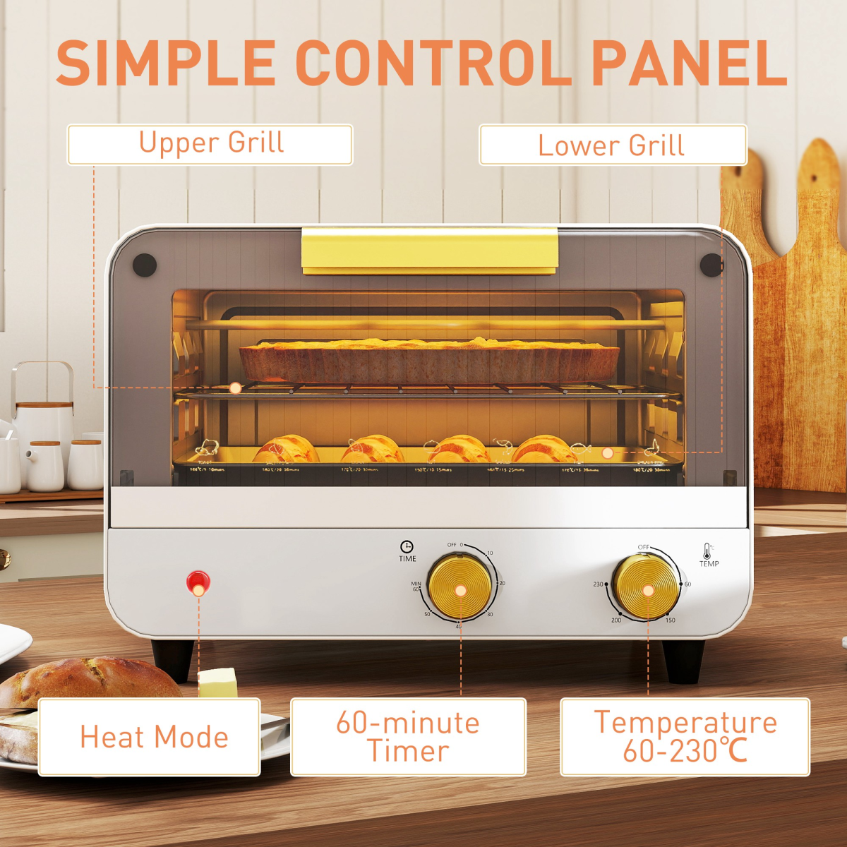 12L Compact Air Fryer Oven with 750W Power, 60–230°C Adjustable Temperature & Timer – Countertop Mini Oven