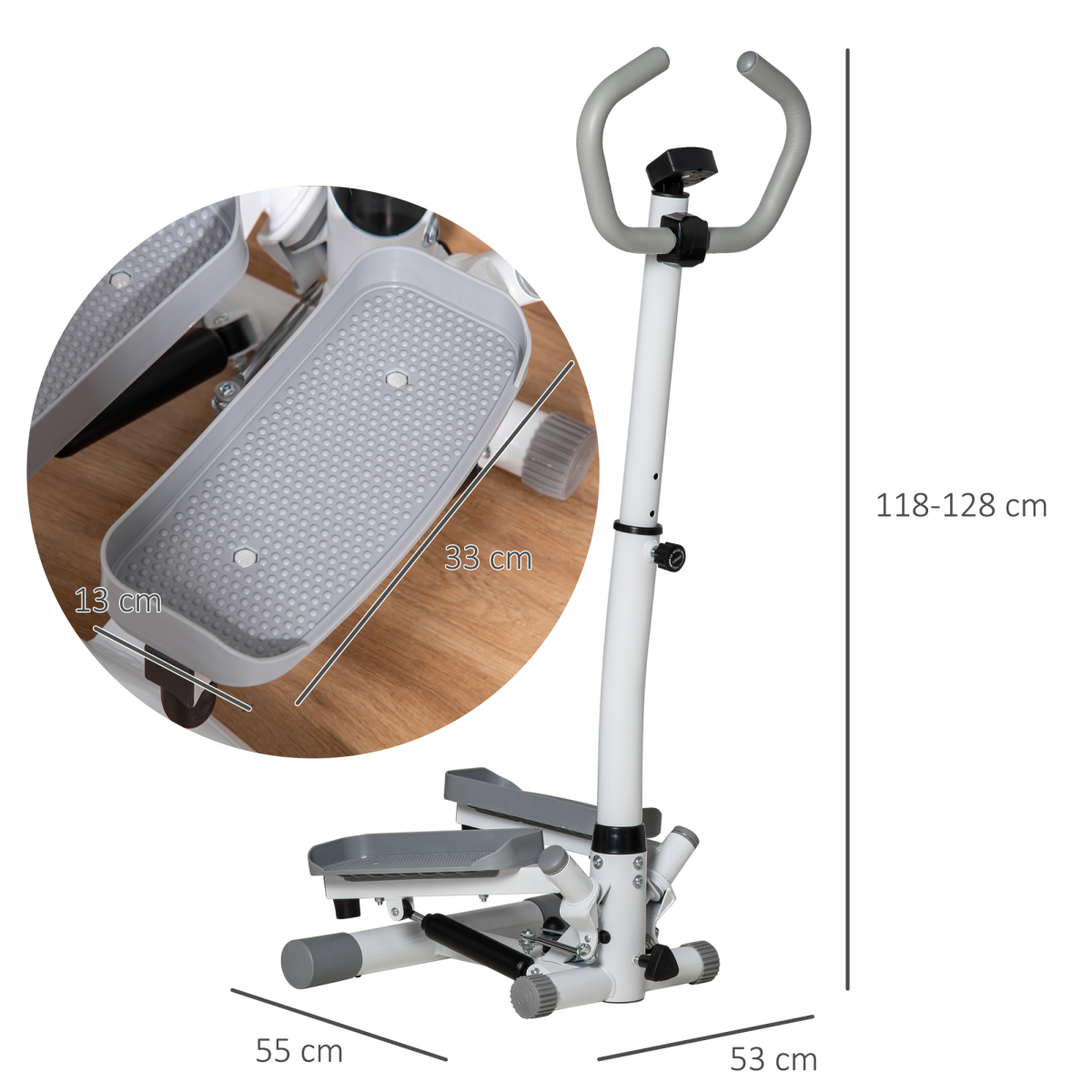 HOMCOM Adjustable Twist Stepper with LCD Monitor & Height-Adjustable Handlebar – Home Gym Step Machine