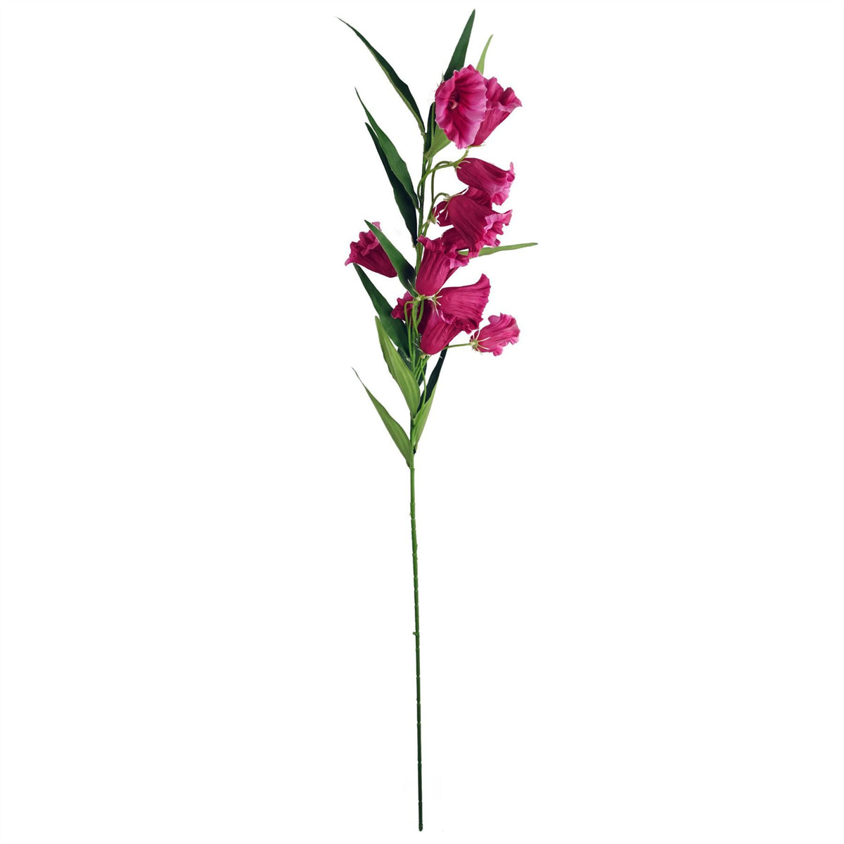 Leaf Pack of 6 Trumpet Artificial Flower Stems, 100cm with Silk Flowers and Wired Stems, Fuchsia Pink