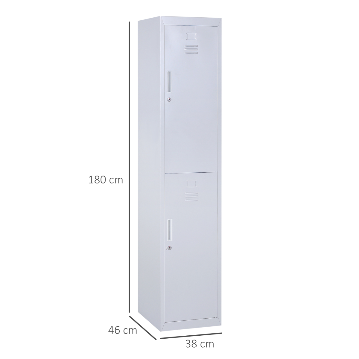Vinsetto 1.8m Lockable Steel Locker Cabinet with 2 Compartments and Shelves – Office, Gym and Garage Storage