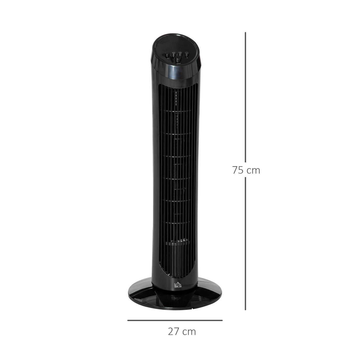 HOMCOM 30-Inch Quiet Tower Fan with 3 Speeds and Noise-Reduction Design – Bedroom & Office Cooling, Black