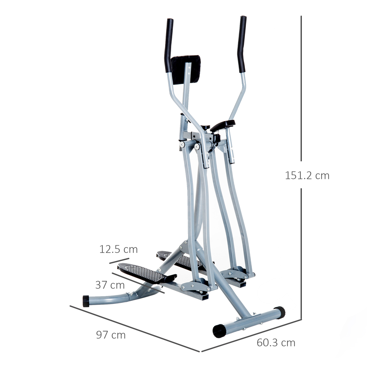 HOMCOM Air Walker Glider Cross Trainer with LCD Monitor & 80cm Stride – Low-Impact Home Gym Fitness Machine