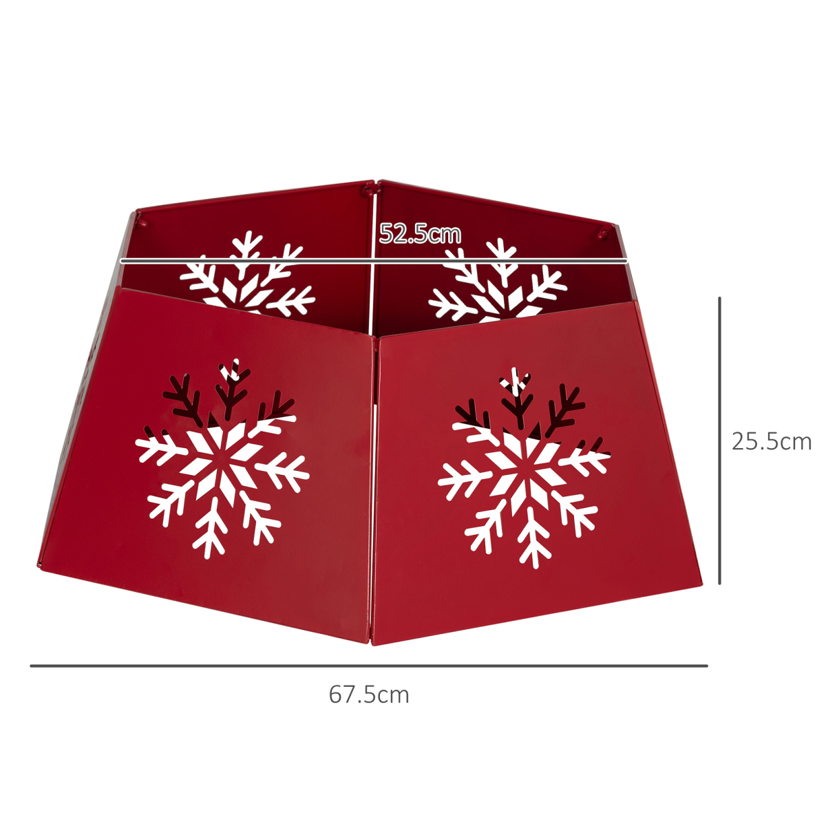 HOMCOM Hexagon Christmas Tree Base Cover with Hollow Snowflake Patterns – Festive Tree Stand Skirt, Red