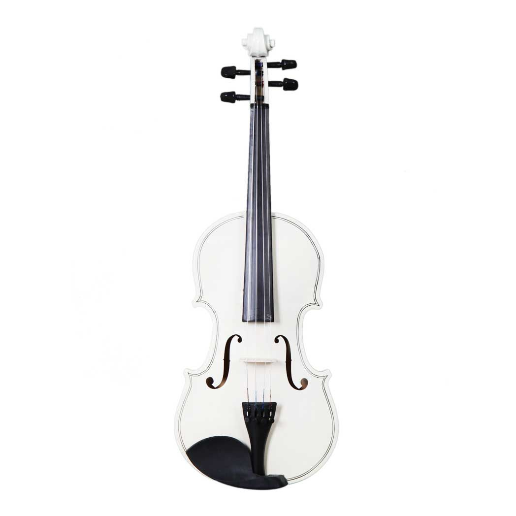 4/4 Full Size Acoustic Violin Set with Case, Bow & Rosin – Basswood Violin Outfit for Adult Learners, White